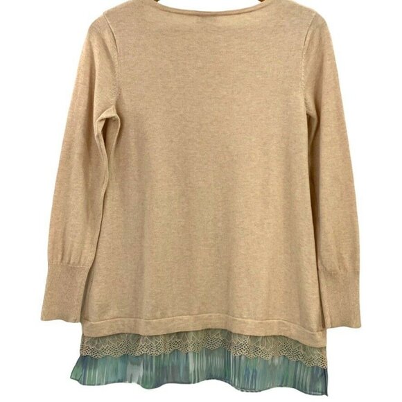LOGO Lori Goldstein Womens SweaterTunic Top SP Cashmere Blend Lace Long Sleeve - Picture 5 of 8